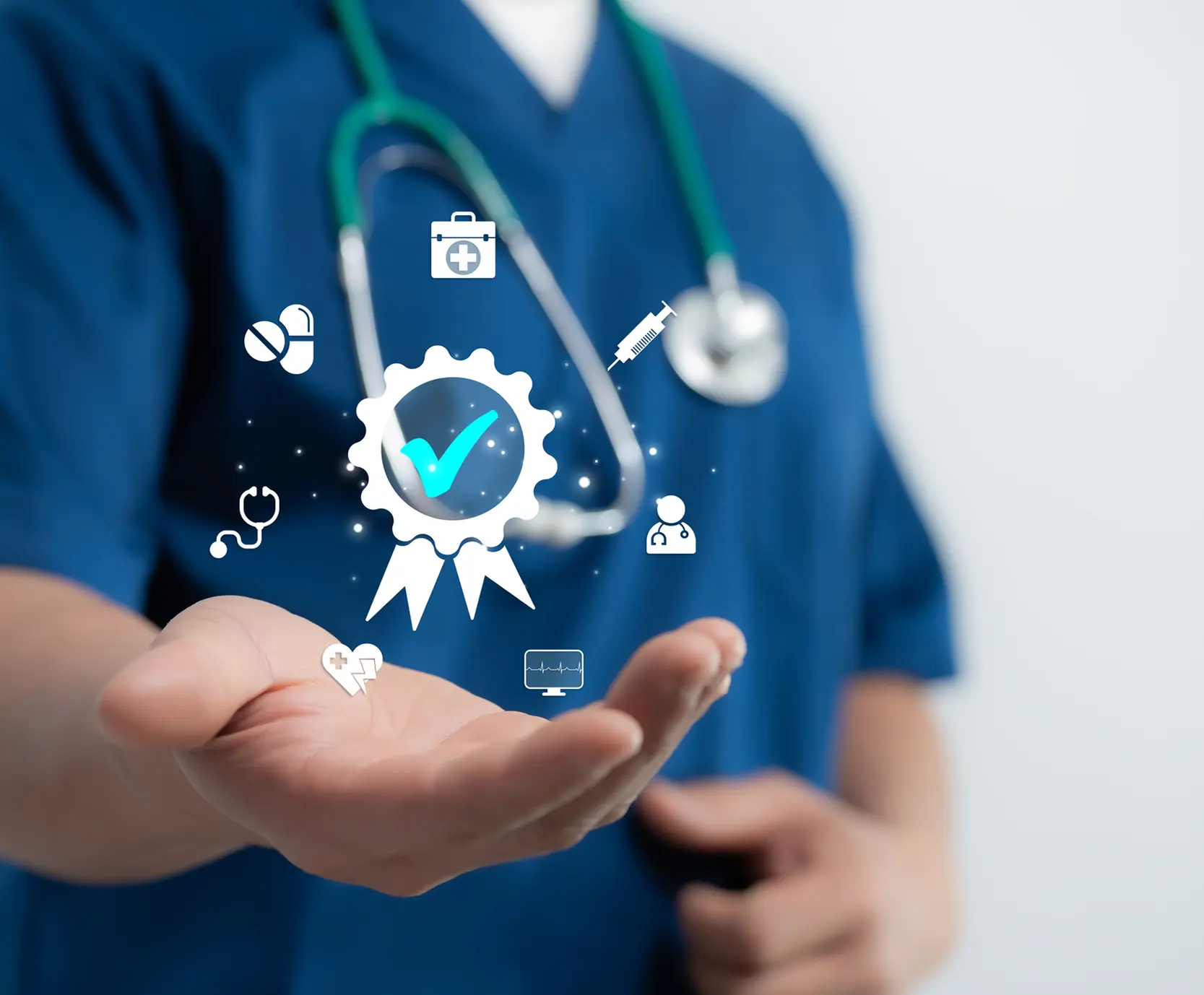 Healthcare technology concept in a doctor's hand