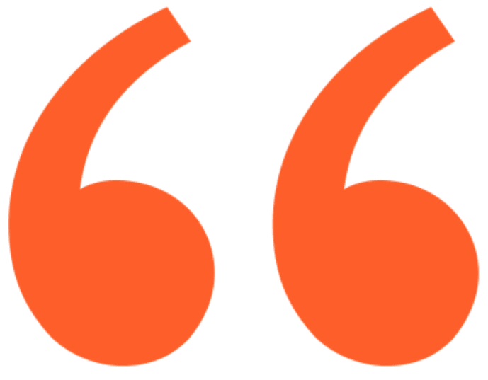 Orange quotation marks on black background